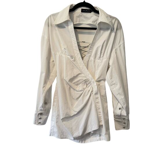 Nana Jacqueline Saddie Shirt Dress Open Back Diamond Embellished Mini - Picture 3 of 11